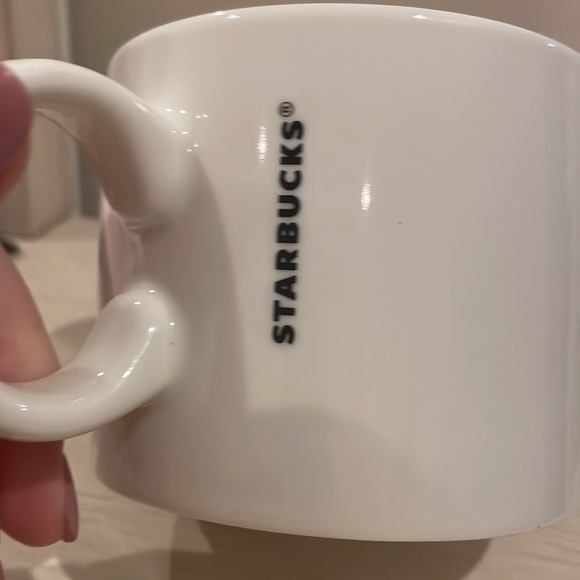 Starbucks 12 oz Coffee Cup Mug Plain Simple White With Vertical Words 2017 - Picture 3 of 5